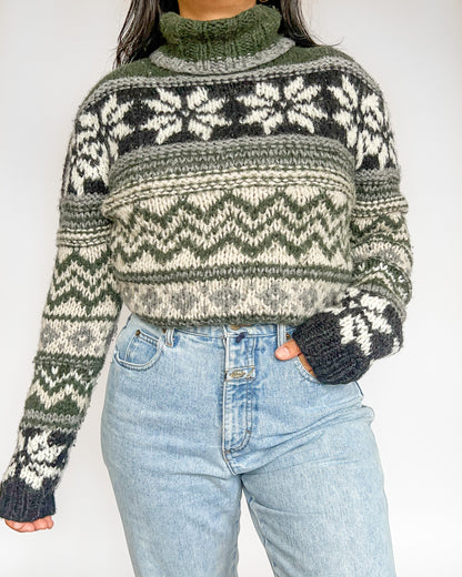 Snowflake Turtleneck Knitted Sweater