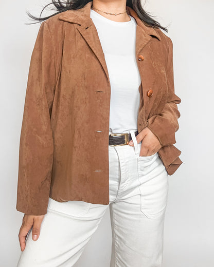 Cognac Suede Blazer Shirt