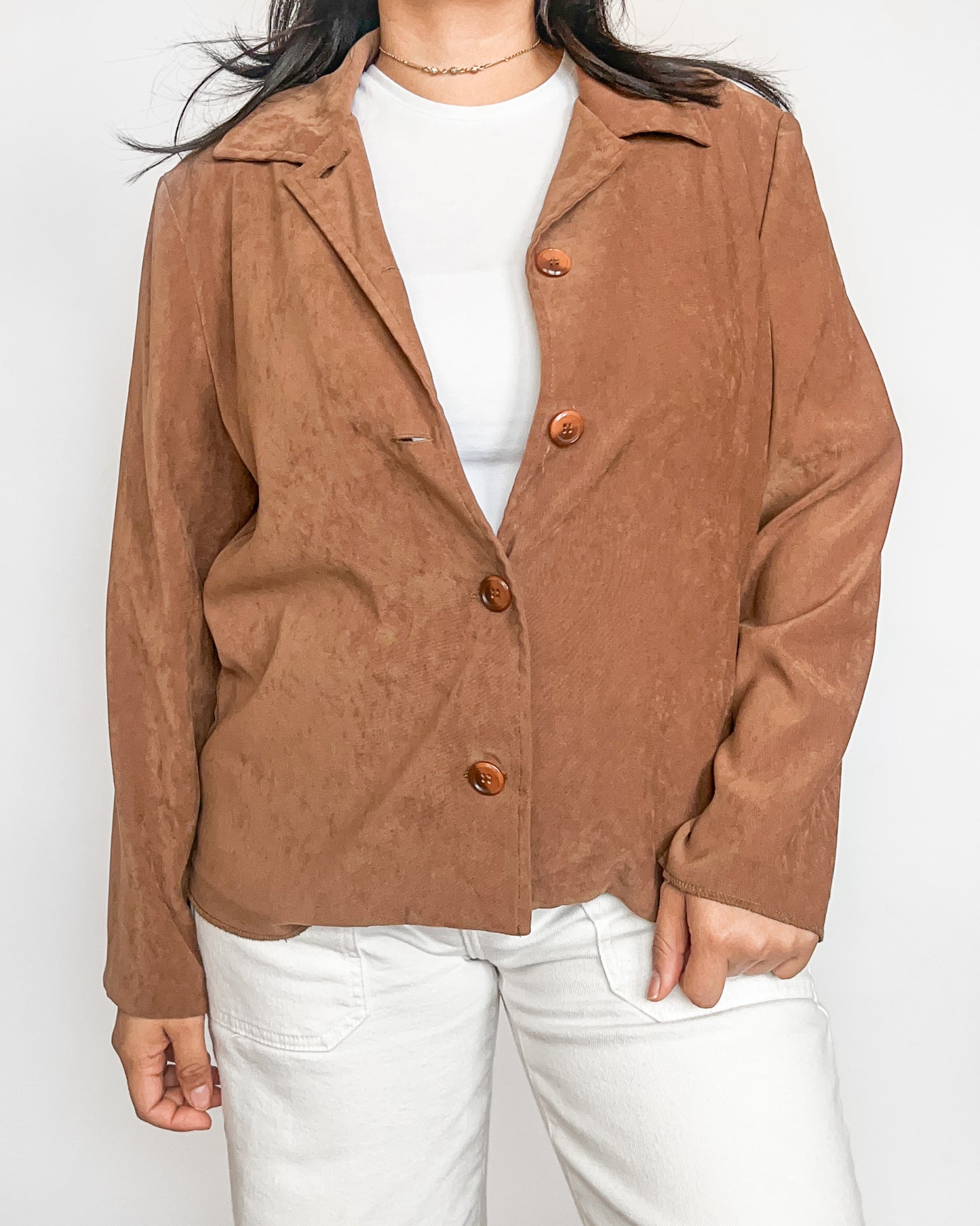 Cognac Suede Blazer Shirt