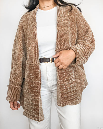 Tan Velvet Cardigan