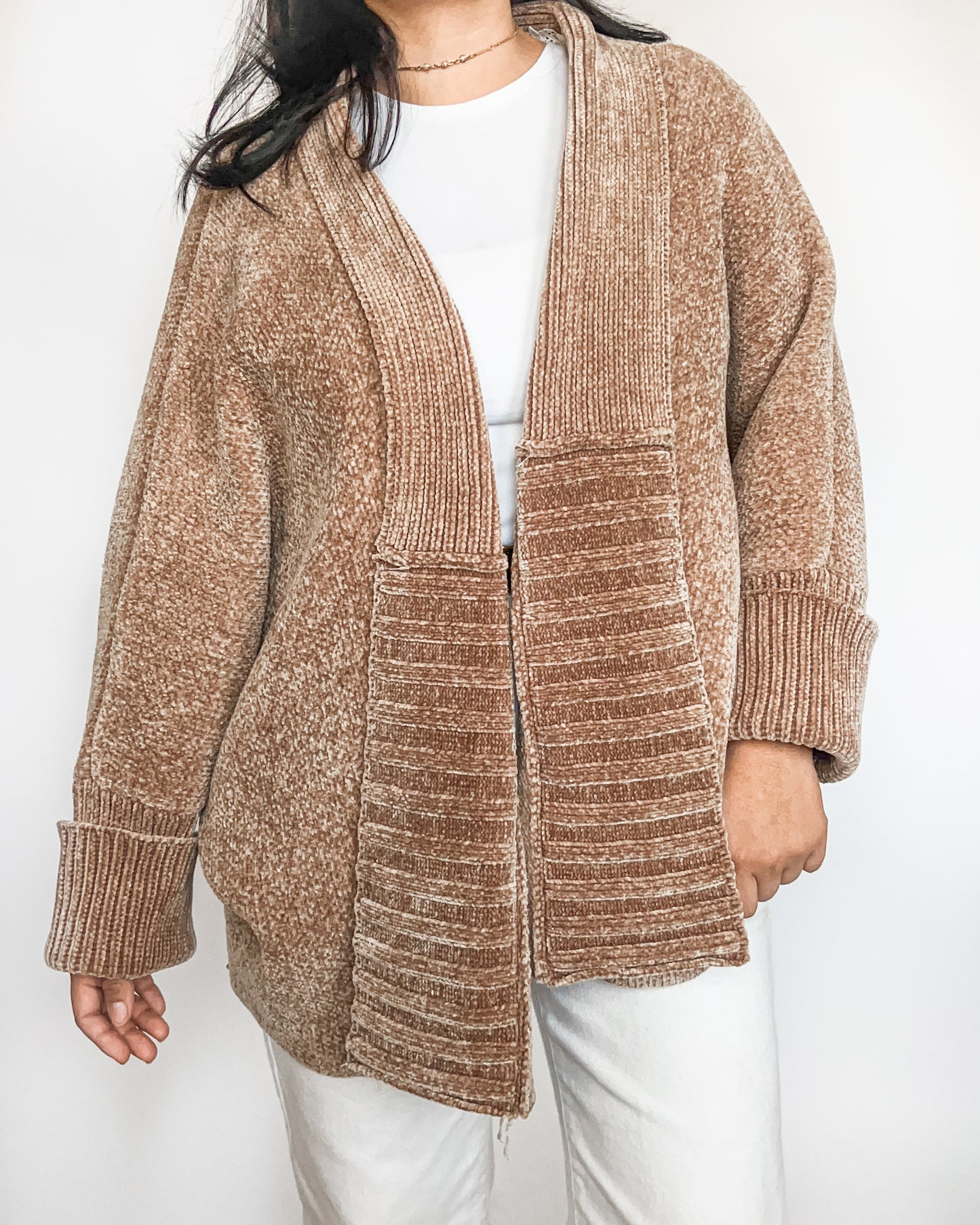 Tan Velvet Cardigan