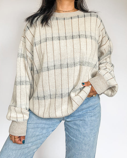 Neutral Stripped Knitted Sweater