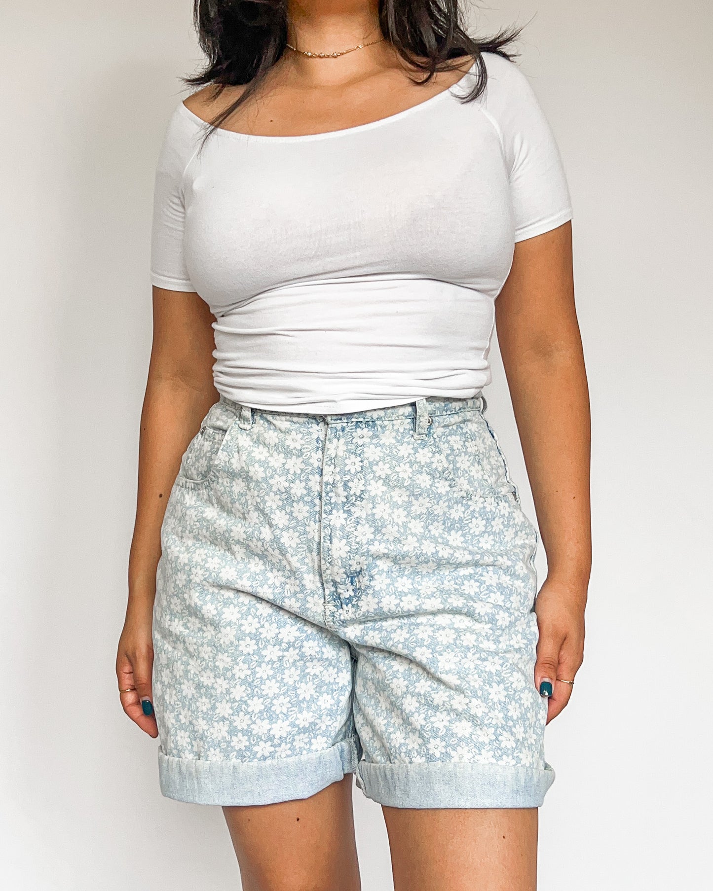 Vintage Floral Denim Shorts