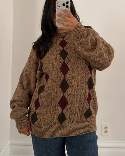 90’s Diamond Patterned Knitted Sweater