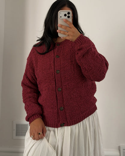 90’s Raspberry Pink Textured Cardigan