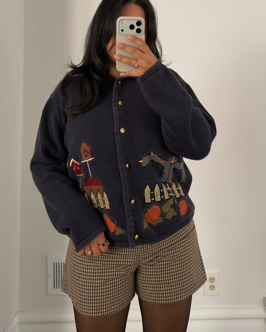 90’s Navy Collared Fall Cardigan