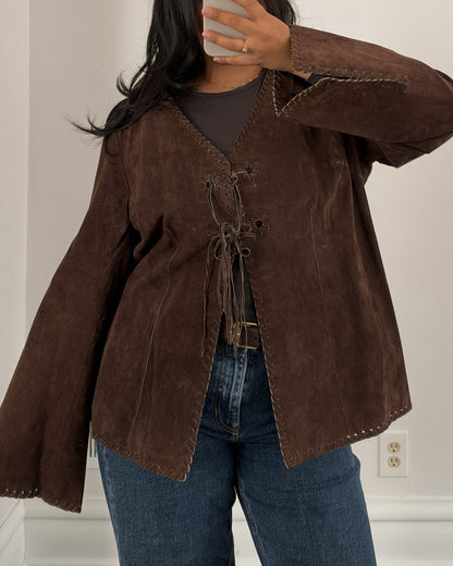 Genuine Suede Lace Up Jacket