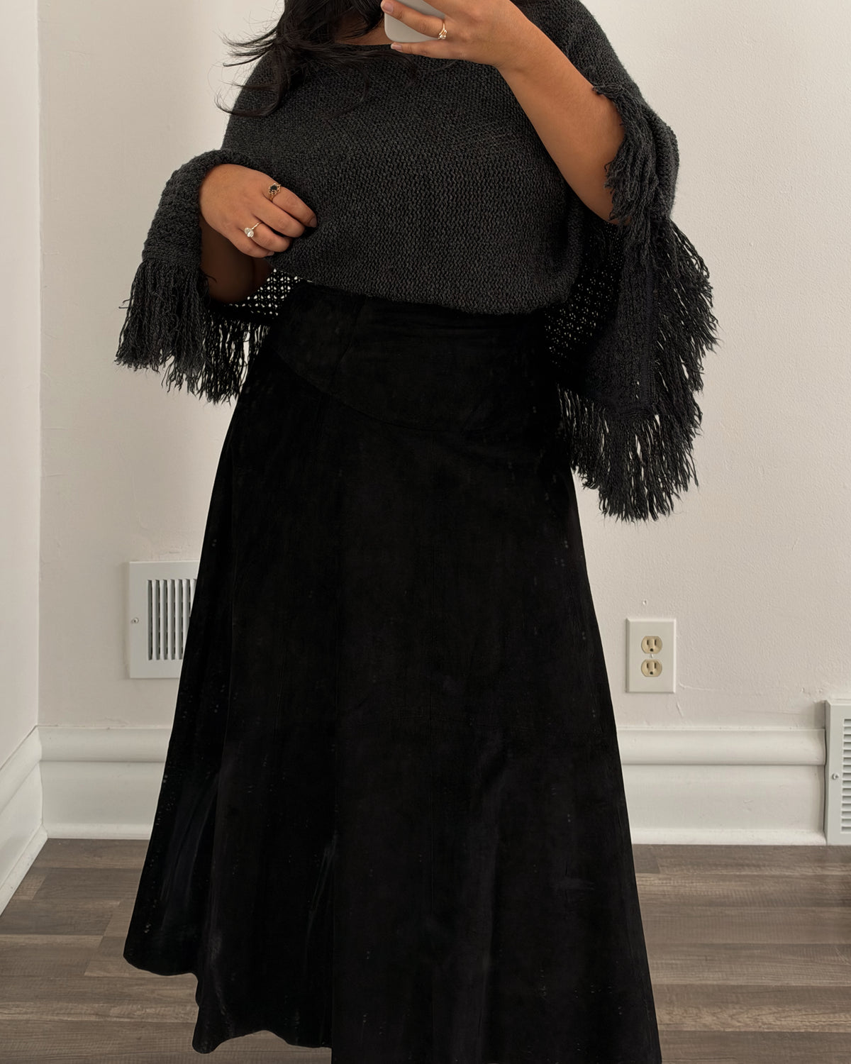90’s Black Leather Skirt