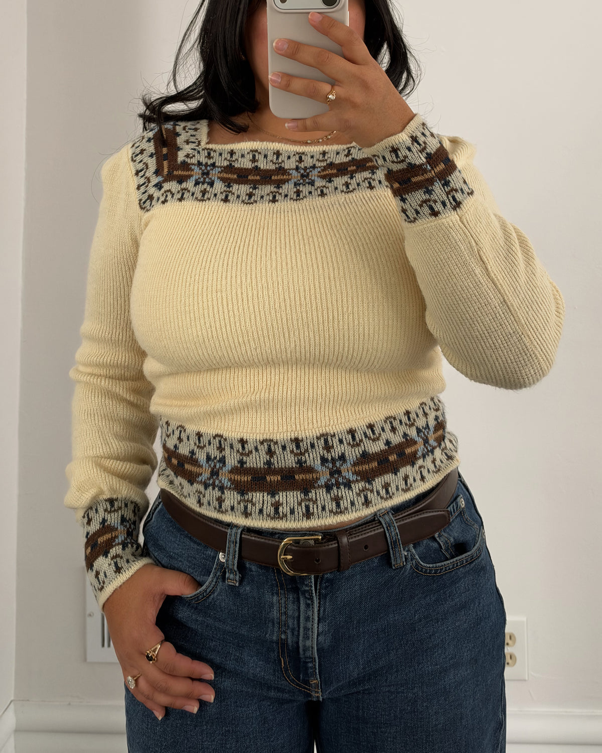 Square Neck Butter Yellow Puff Sleeve Sweater