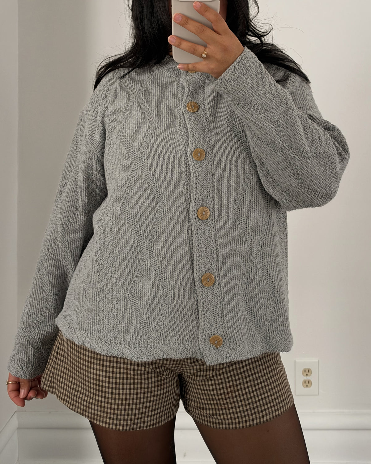 80’s Gray Textured Knitted Sweater