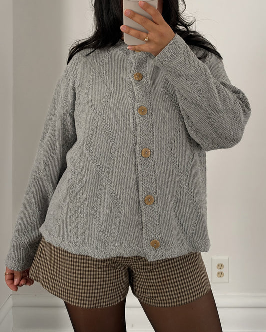 80’s Gray Textured Knitted Sweater