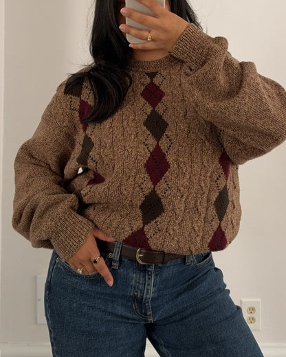 90’s Diamond Patterned Knitted Sweater