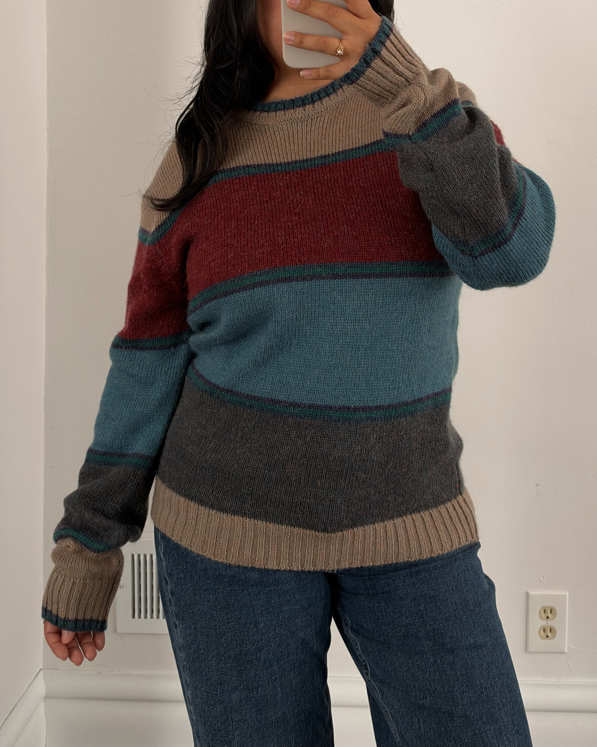 Muted Colorblock Striped Sweater