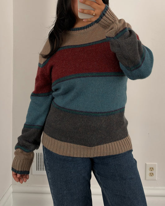 Muted Colorblock Striped Sweater