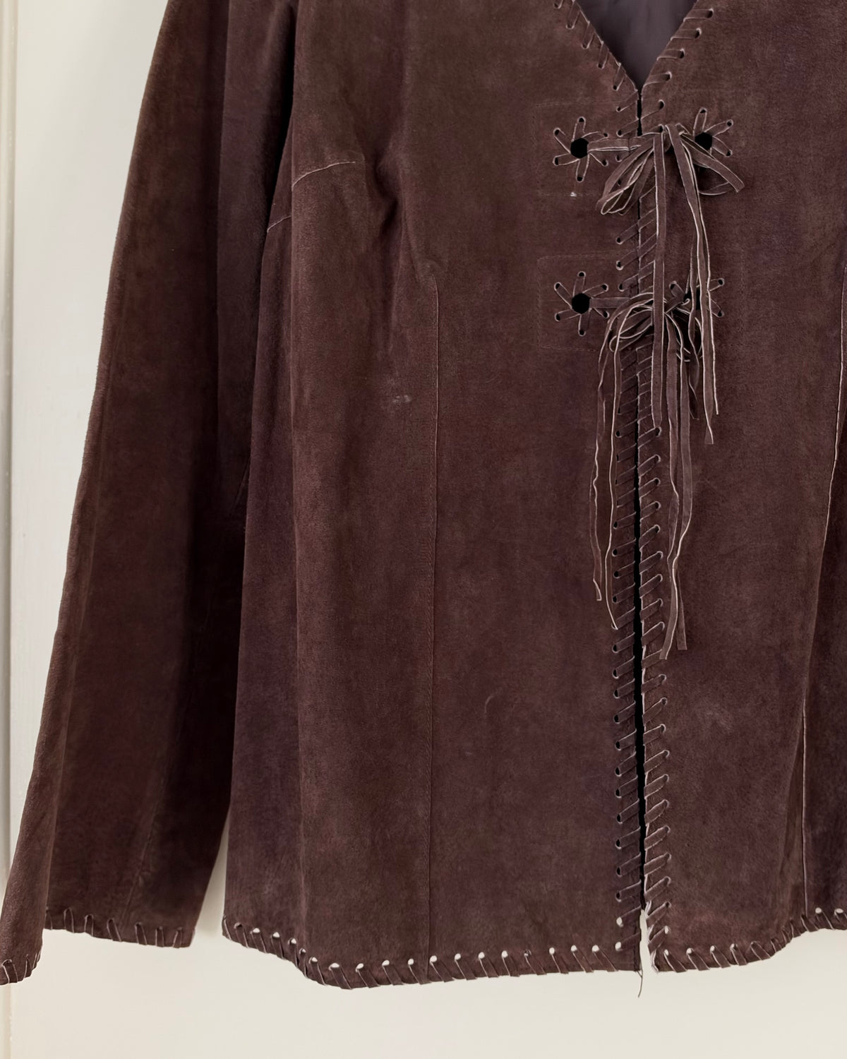 Genuine Suede Lace Up Jacket