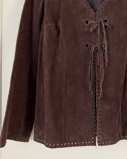 Genuine Suede Lace Up Jacket