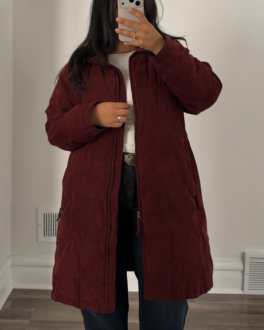 23 - LL Bean Quilted Longline Coat * flaw