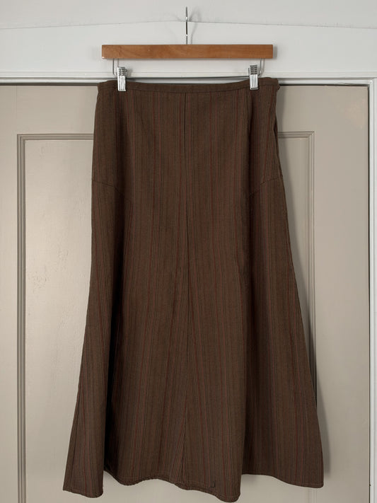 Brown Striped Maxi Skirt