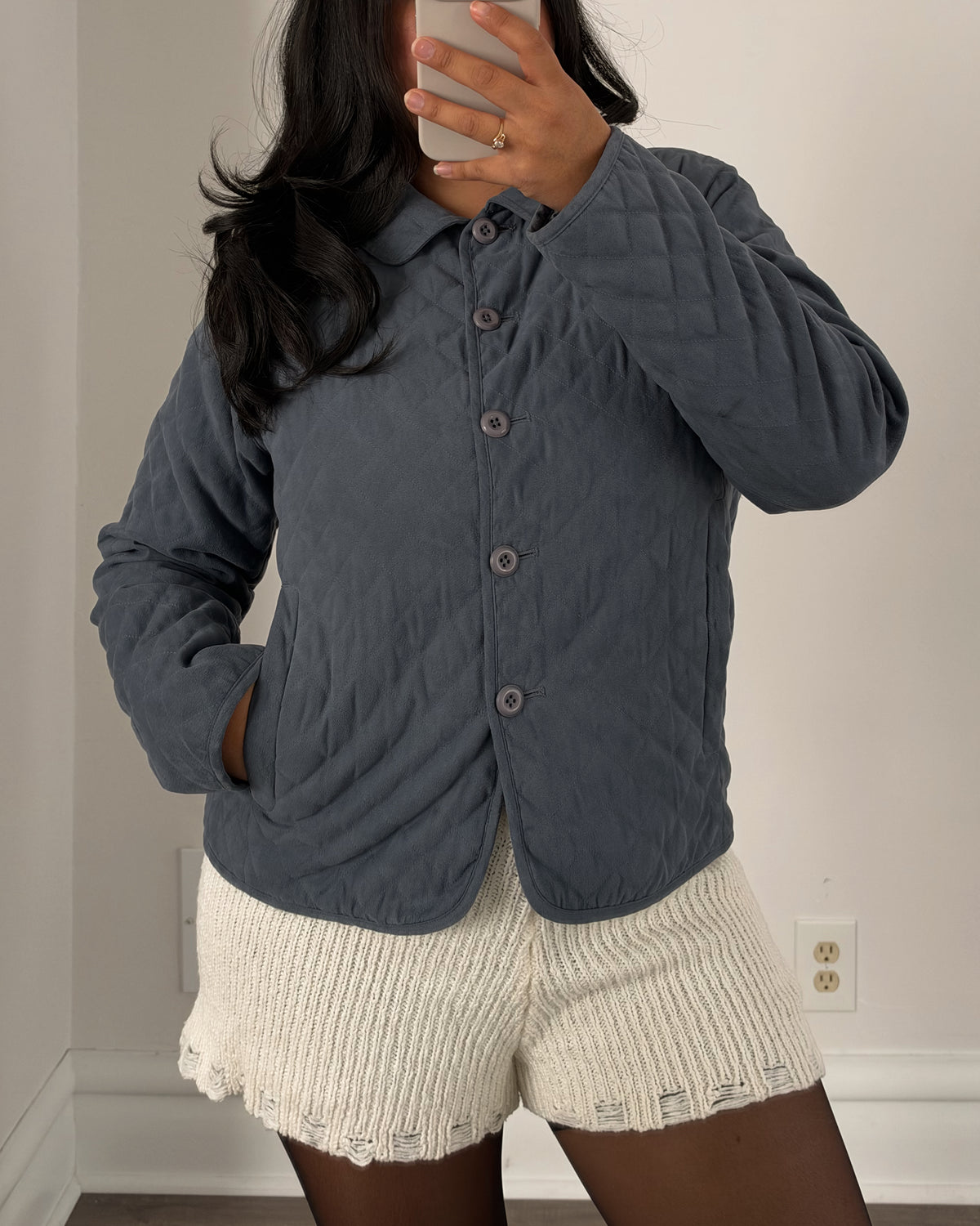 Dusty Blue Quilted Jacket